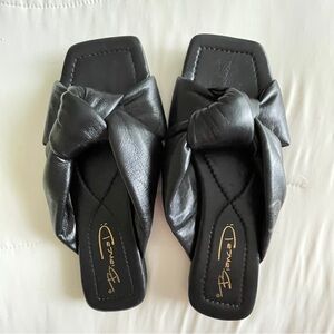 Bianca Di Black Leather Knot Slide Sandals – Women’s Size 5.5 (36) Made in Italy